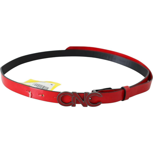 Costume National Chic Red Leather Waist Belt with Black-Tone Buckle WOMAN BELTS Costume National Brown