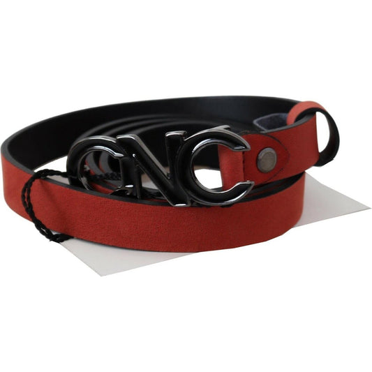 Costume National Elegant Blood Red Leather Belt Costume National Black