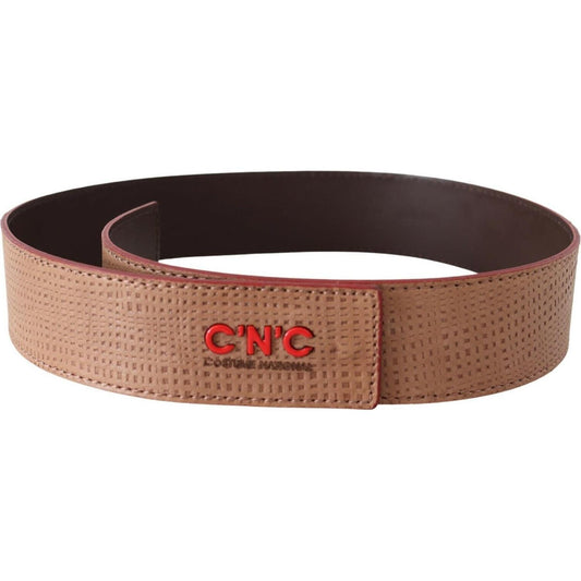 Costume National Elegant Beige Leather Fashion Belt WOMAN BELTS Costume National Sienna