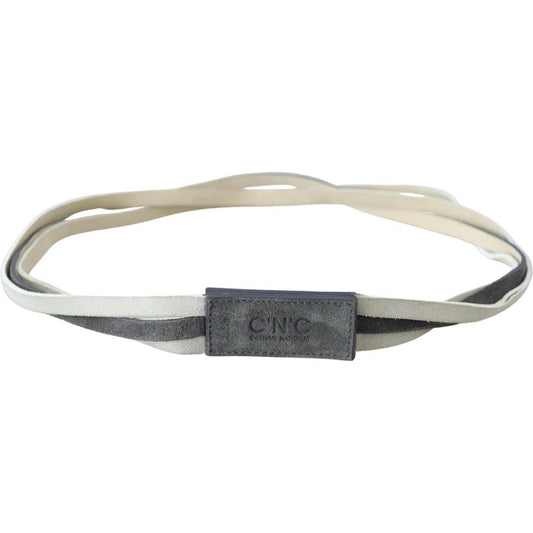 Costume National Chic White Leather Logo Belt WOMAN BELTS Costume National Gray