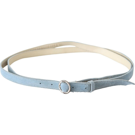 Costume National Chic Sky Blue Leather Belt - Buckle Up in Style WOMAN BELTS Costume National Gray