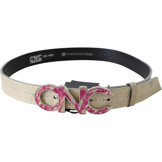 Costume National Beige Leather Fashion Belt with Logo Detail WOMAN BELTS Costume National Rosy Brown