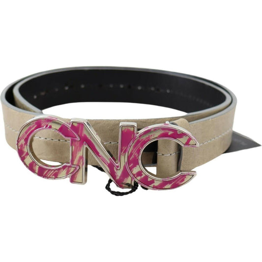 Costume National Beige Leather Fashion Belt with Logo Detail WOMAN BELTS Costume National Rosy Brown