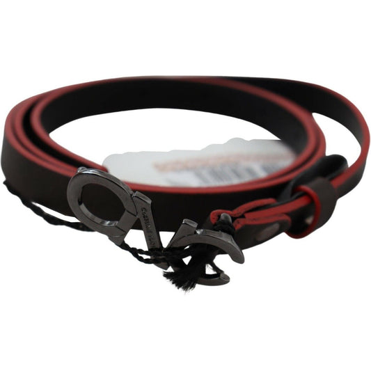 Costume National Maroon & Black Italian Leather Fashion Belt WOMAN BELTS Costume National Gray