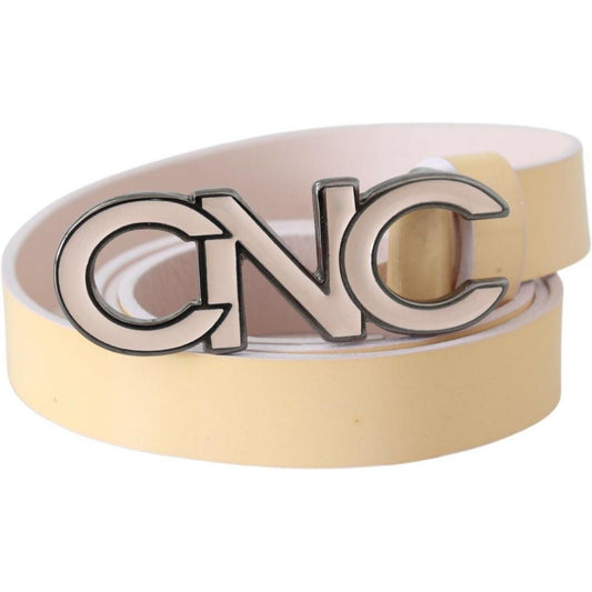 Costume National Chic Beige Logo Leather Belt WOMAN BELTS Costume National Gray