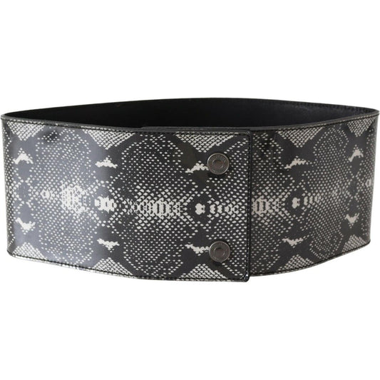 Ermanno Scervino Classic Snakeskin Motif Leather Belt WOMAN BELTS Ermanno Scervino Dark Slate Gray