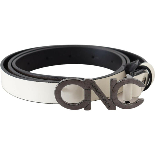 Costume National Metallic Gray Italian Leather Fashion Belt WOMAN BELTS Costume National Dark Slate Gray