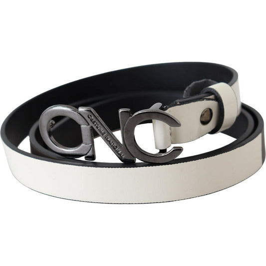 Costume National Metallic Gray Italian Leather Fashion Belt WOMAN BELTS Costume National Dark Slate Gray