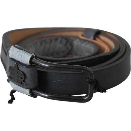 Ermanno Scervino Elegant Black Braided Leather Belt Ermanno Scervino Dark Slate Gray