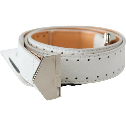 GF Ferre Elegant White Leather Fashion Belt GF Ferre Gray