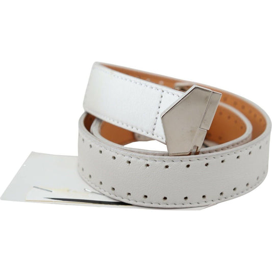 GF Ferre Elegant White Leather Fashion Belt GF Ferre Gray
