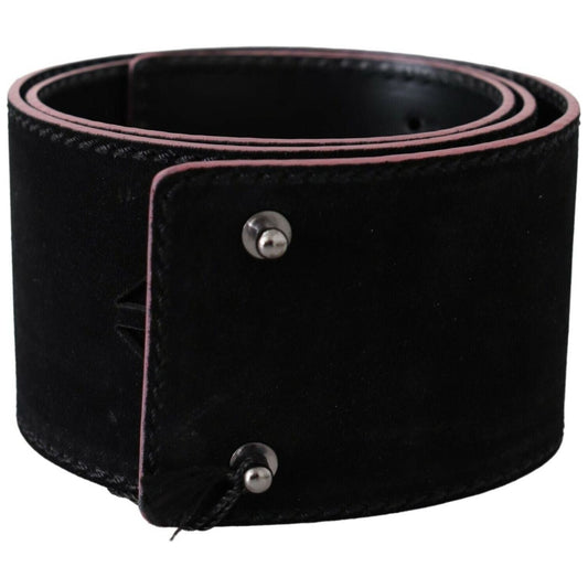 Costume National Elegant Wide Leather Fashion Belt with Metal Accents Costume National Black