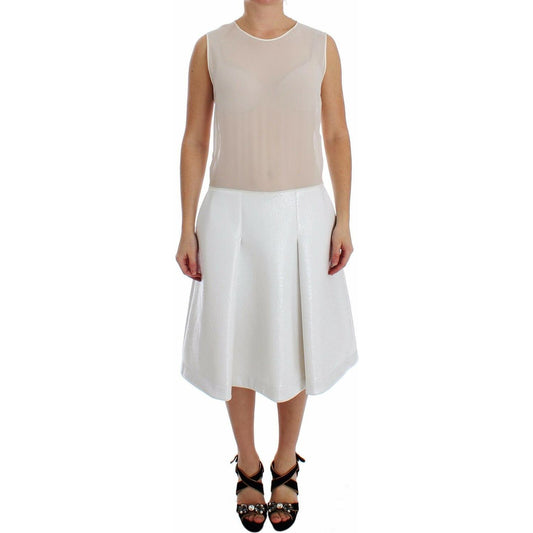 Koonhor Elegant White Silk-Wool Blend Tank Dress WOMAN DRESSES Koonhor Gray
