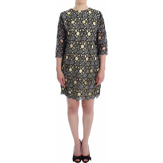 Lanre Da Silva Ajayi Black Cream Sheath Dress Shift Mini Dress SIG12523- L