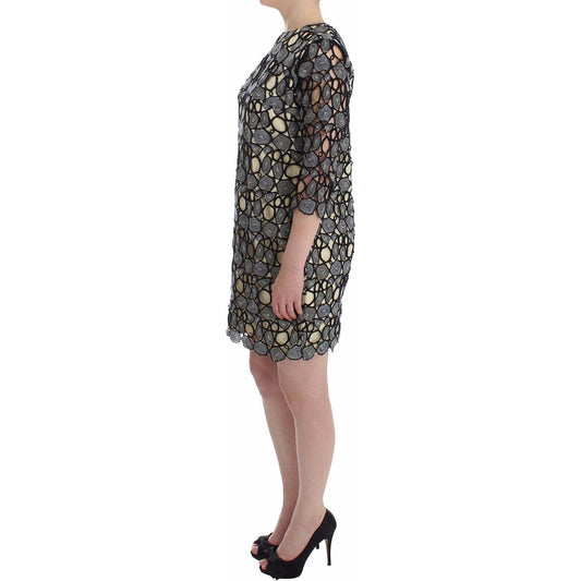 Lanre Da Silva Ajayi Black Cream Sheath Dress Shift Mini Dress SIG12523- L