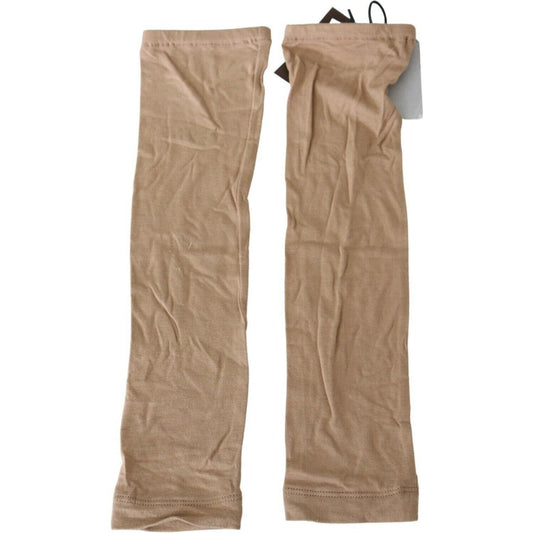 Scervino Street Beige Knitted Arm Warmers Gloves Scervino Street Rosy Brown