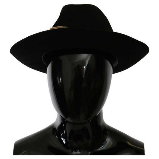 Dolce & Gabbana Black Lapin Amor Gignit Wide Brim Panama Hat HAT20055- 56