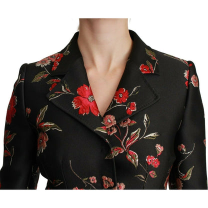 Dolce & Gabbana Black Floral Embroidered Jacket Coat
