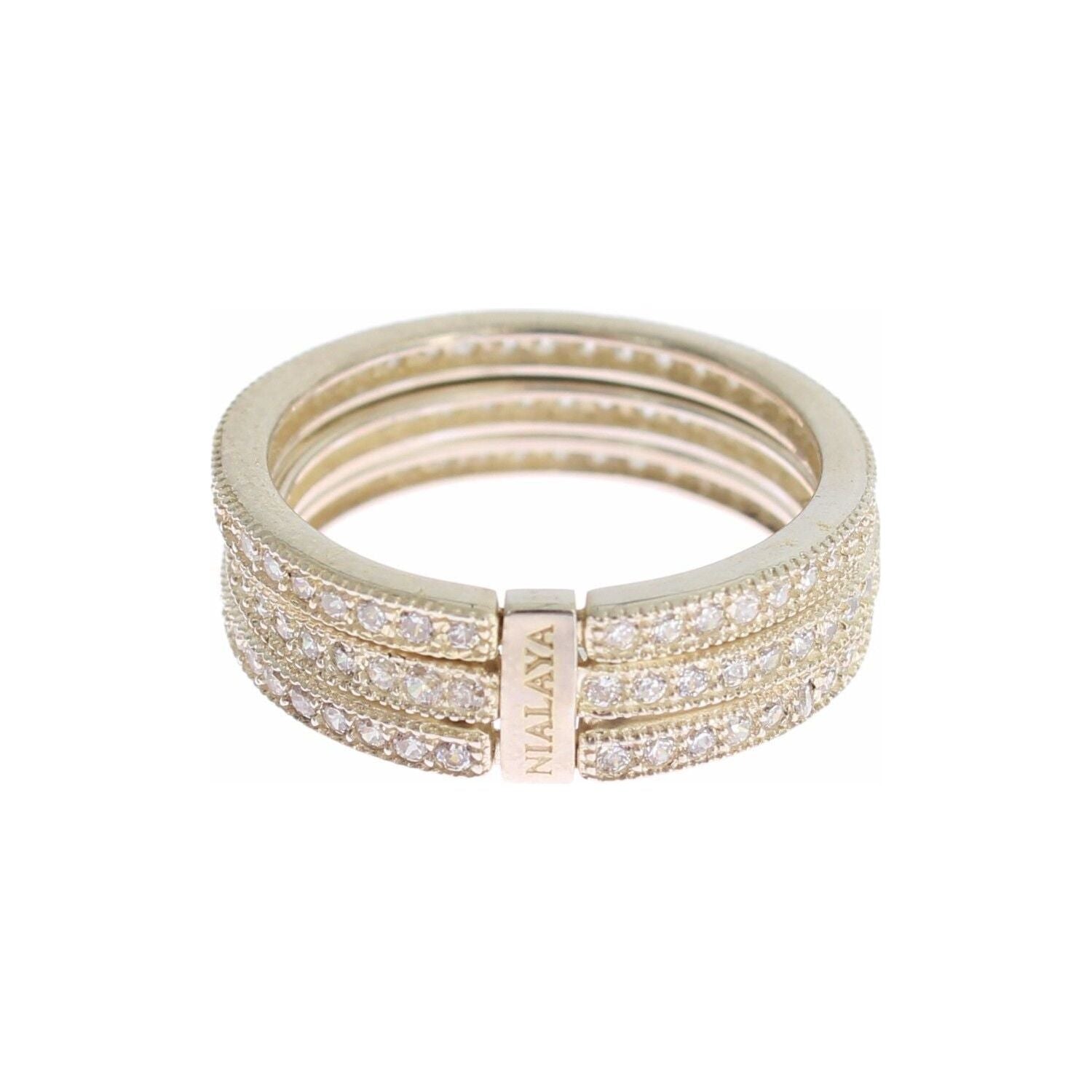 Nialaya Silver Womens Clear CZ 925 Sterling Ring