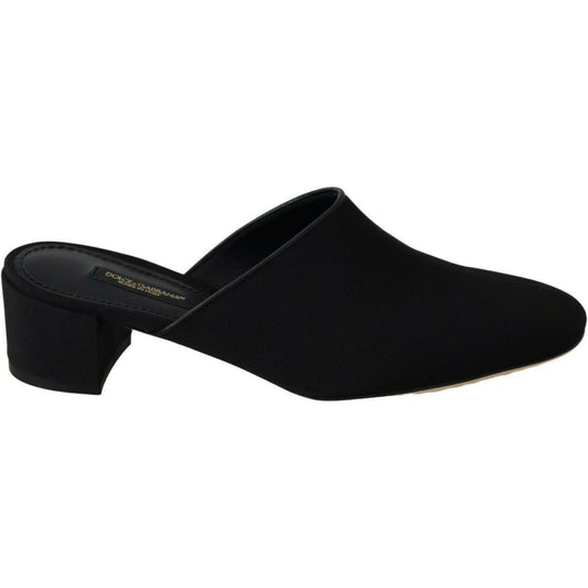 Dolce & Gabbana Black Grosgrain Slides Sandals Women Shoes LA8929- 35.5