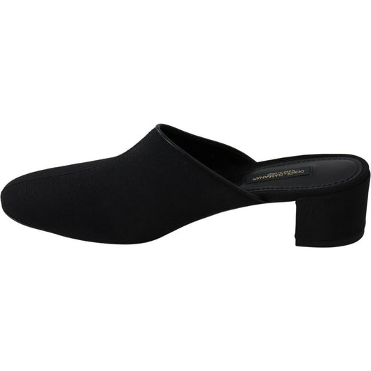 Dolce & Gabbana Black Grosgrain Slides Sandals Women Shoes LA8929- 35.5
