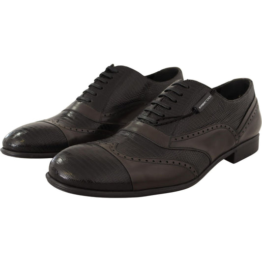 Dolce & Gabbana Elegant Brown Lizard Leather Oxford Shoes Dress Shoes Dolce & Gabbana Dark Slate Gray