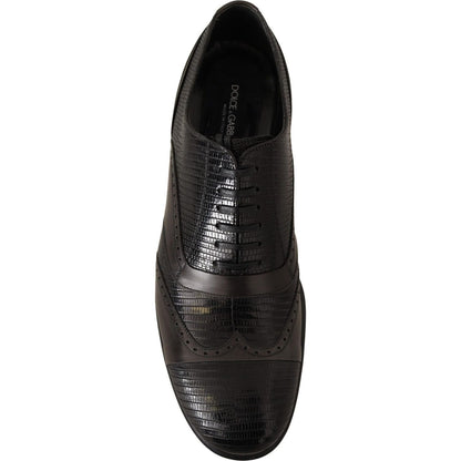 Dolce & Gabbana Brown Lizard Skin Leather Oxford Dress Shoes Dress Shoes