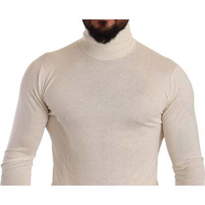 Dolce & Gabbana Cream Cashmere Turtleneck Pullover Sweater
