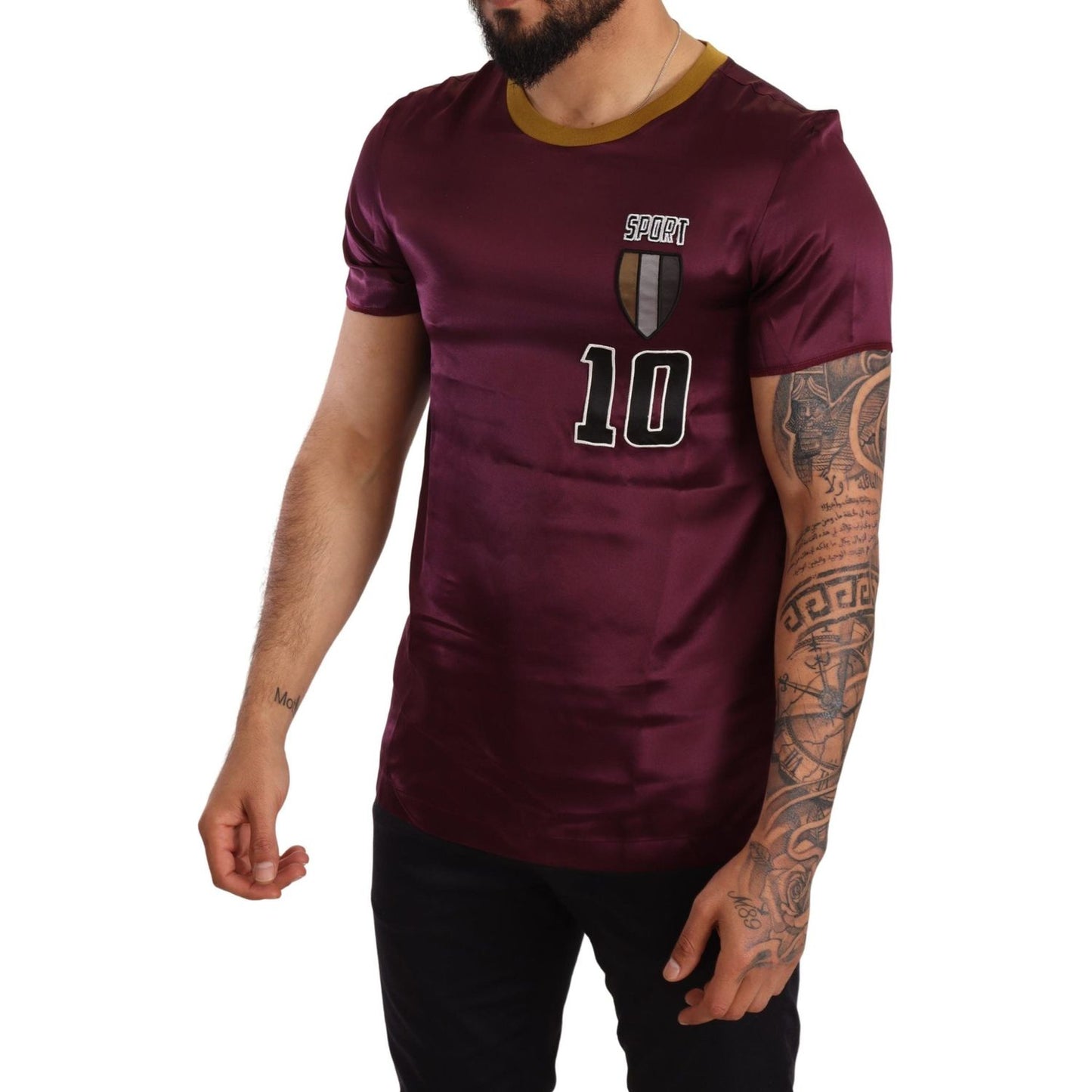 Dolce & Gabbana Purple Sport 10 Embroidery Crewneck T-shirt TSH6570- 46