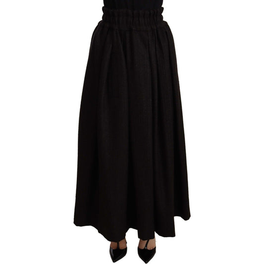 Dolce & Gabbana Black Wool High Waist Maxi PIECE Skirt PAN72106 -40