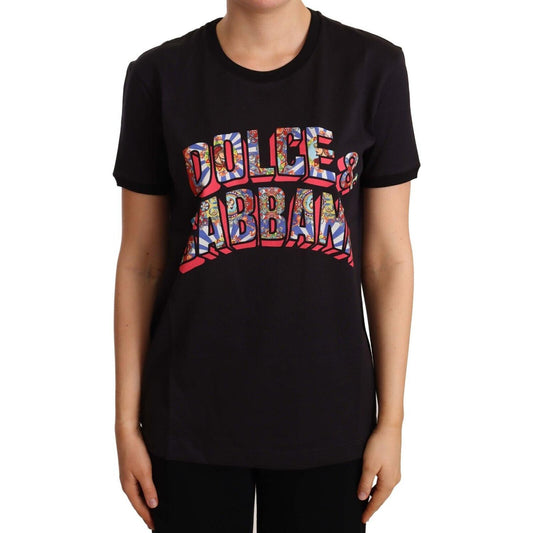 Dolce & Gabbana Elegant Black Cotton Logo Tee Dolce & Gabbana Rosy Brown
