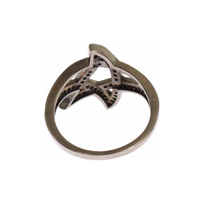 Nialaya Black CZ Rhodium 925 Silver Womens Ring Ring