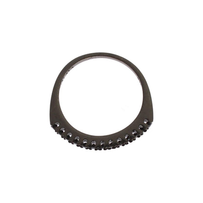 Nialaya Black CZ Rhodium 925 Silver Womens Ring Ring