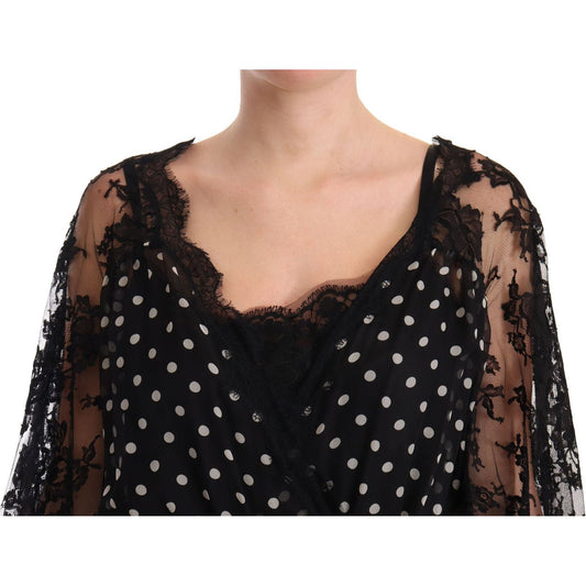 Dolce & Gabbana Black Lace Floral Polka Maxi Capri Dress DR28217-46