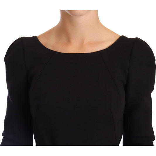 Dolce & Gabbana Black Wool Stretch Sheath Open Back Dress DR28198-38