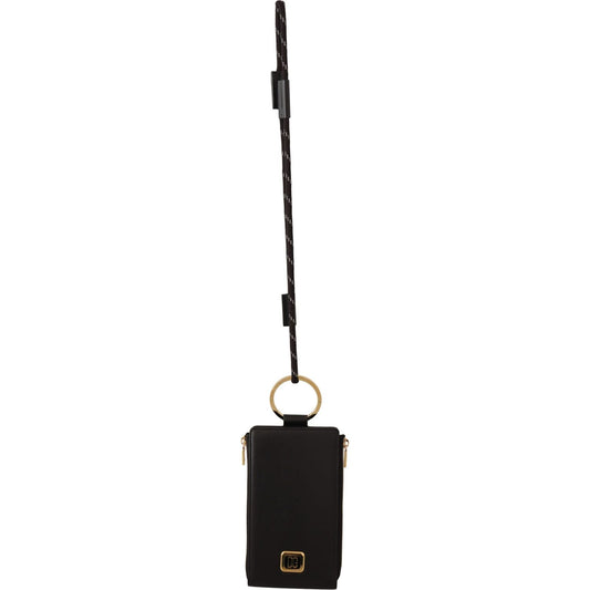 Dolce & Gabbana Elegant Black Leather Strapped Wallet WOMAN WALLETS Dolce & Gabbana Black