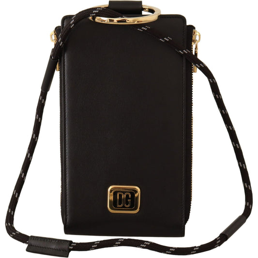 Dolce & Gabbana Elegant Black Leather Strapped Wallet WOMAN WALLETS Dolce & Gabbana Black