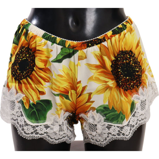 Dolce & Gabbana Sunflower Lace Lingerie Shorts - Silk Blend WOMAN UNDERWEAR Dolce & Gabbana Black