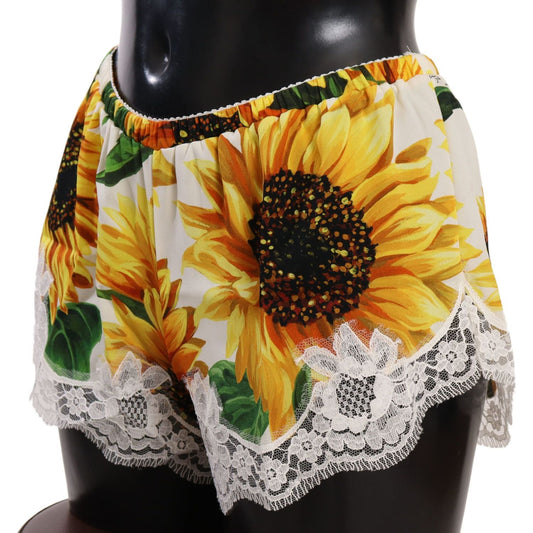 Dolce & Gabbana Sunflower Lace Lingerie Shorts - Silk Blend WOMAN UNDERWEAR Dolce & Gabbana Dark Khaki