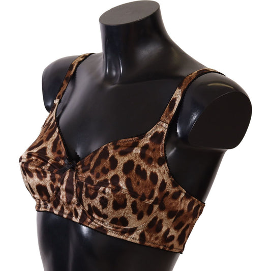 Dolce & Gabbana Elegant Silk Leopard Print Bra WOMAN UNDERWEAR Dolce & Gabbana Black