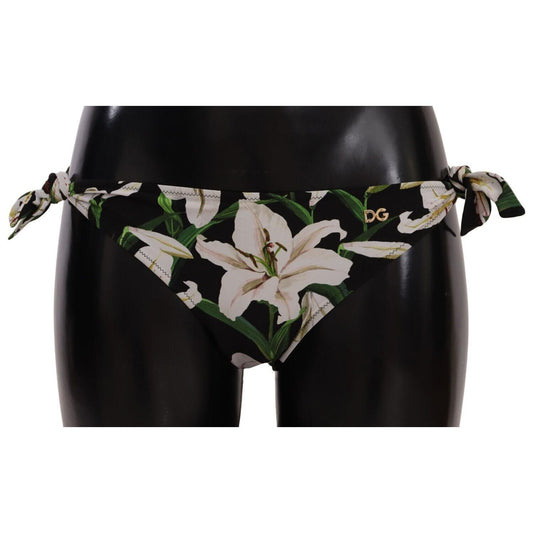 Dolce & Gabbana Bikini Bottom Black Lily Print Swimsuit Swimwear BIK1542 -IT5