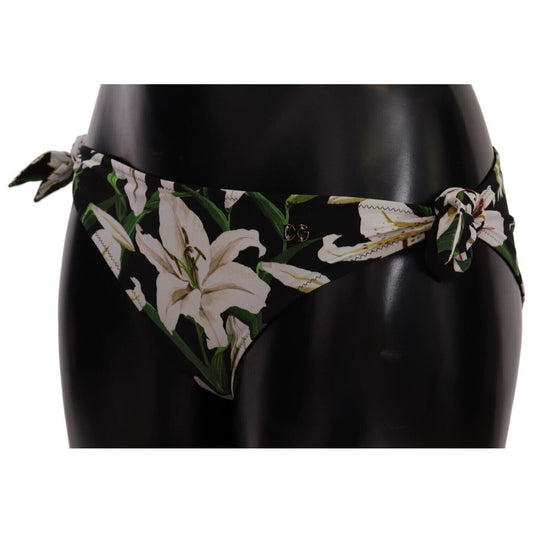 Dolce & Gabbana Bikini Bottom Black Lily Print Swimsuit Swimwear BIK1542 -IT5