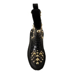 Dolce & Gabbana Black Leather Studded Combat Boots