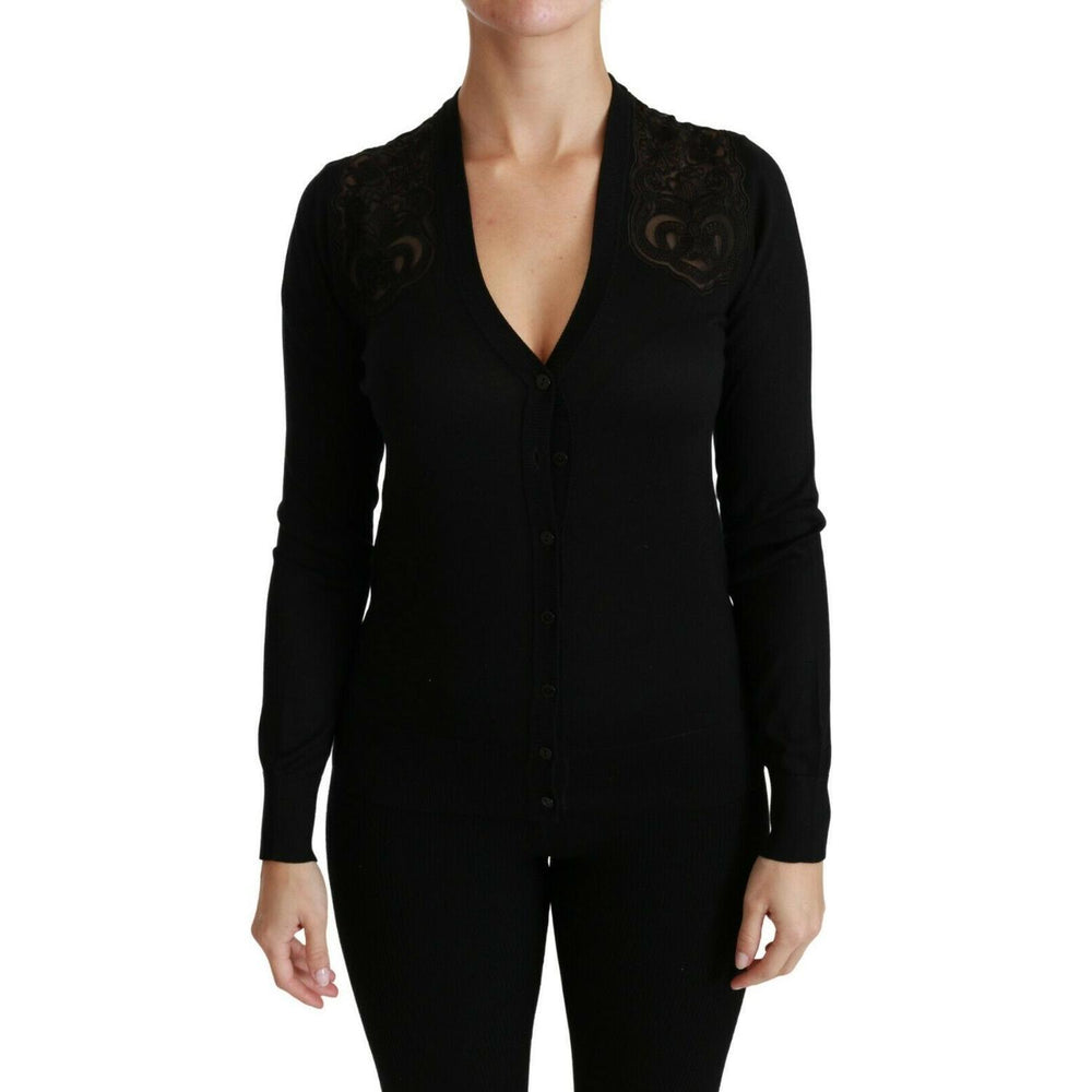 Dolce & Gabbana Black Lace Sweater Cardigan Sweater