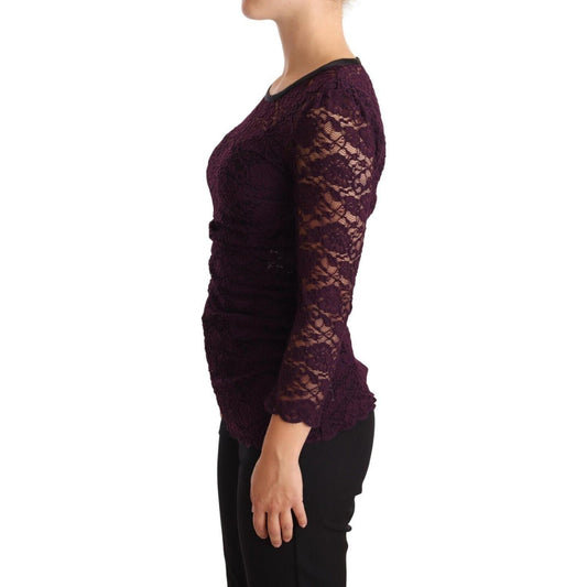 Dolce & Gabbana Elegant Sheer Lace Long Sleeve Blouse Blouse Top Dolce & Gabbana Black