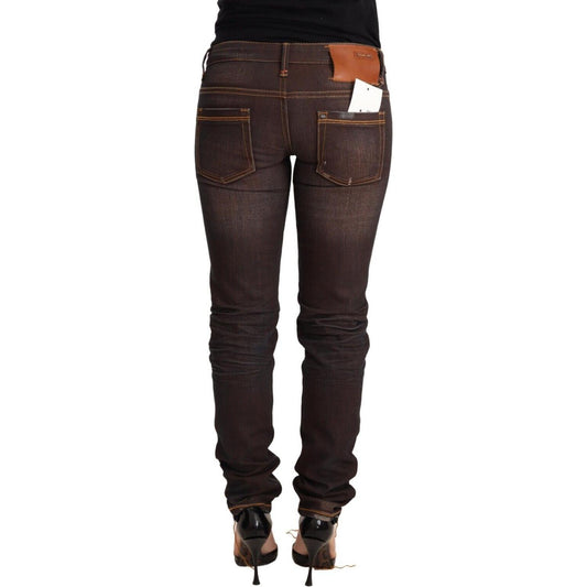 Acht Chic Low Waist Skinny Brown Jeans Jeans & Pants Acht Dark Slate Gray