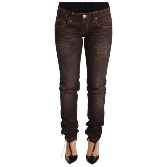 Acht Chic Low Waist Skinny Brown Jeans Jeans & Pants Acht Dark Slate Gray