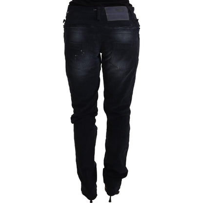 Acht Blue Washed Cotton Denim Low Waist Loose Fit Trousers Jeans Jeans & Pants