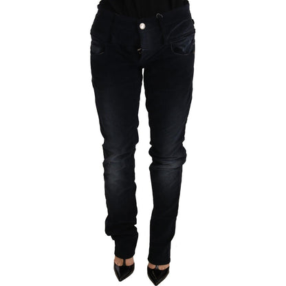 Acht Blue Washed Cotton Denim Low Waist Loose Fit Trousers Jeans Jeans & Pants