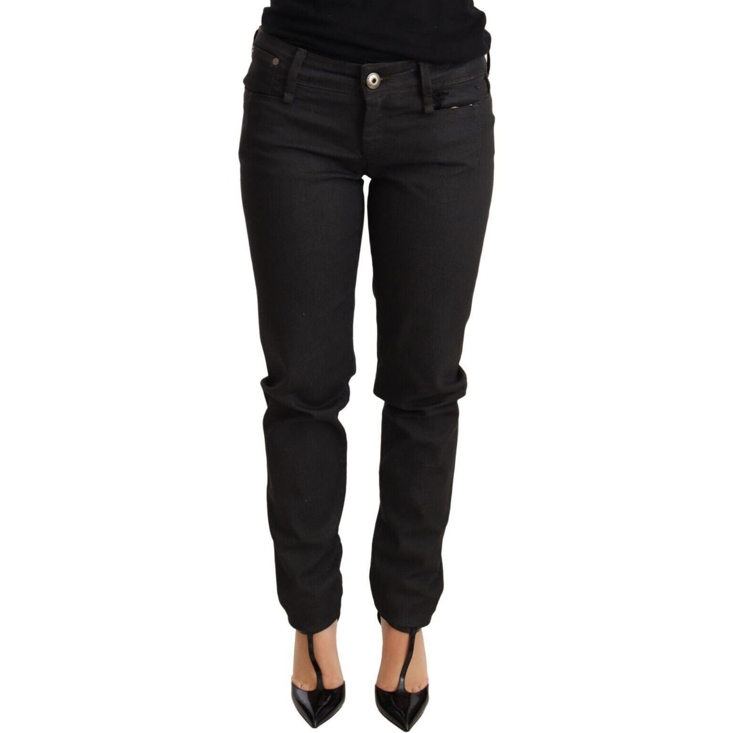 Ermanno Scervino Black Low Waist Skinny Slim Trouser Cotton Jeans Jeans & Pants
